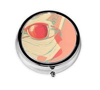 Pastillero abstracto retro con 3 compartimentos, organizador redondo para pastilleros, ^*Pastillero de viaje portátil para viajes.