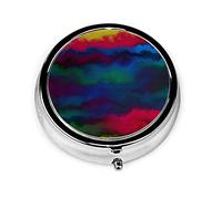 Pastillero Acuarela Colorido Tie Die Pastillero Para Monedero Lindo Pequeño Viaje Organizador De Pastillas De Forma Redonda