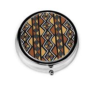 Pastillero Africano Paño de barro Mali Pastillero para monedero Lindo pequeño organizador de pastillas redondo de viaje