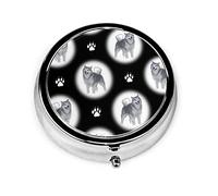 Pastillero Alaskan Malamute Snow Globes Pastillero para monedero Lindo pequeño organizador de pastillas redondo de viaje