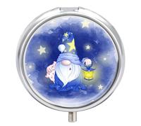 Pastillero Almohada De Estrellas Del Viejo 3 Rejillas Con Espejo Caja De Almacenamiento De Distribuidor De Metal Redonda Portátil A De Humedad Regalo Único