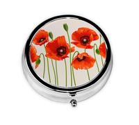 Pastillero, Amapolas De La Temporada De Primavera Flores Pastorales Botánica Pastillero Redondo Organizador De Medicina Pastillero De Viaje Organizador De Pastillas De Viaje