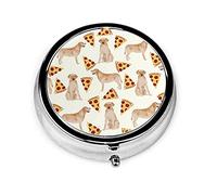 Pastillero amarillo Labrador Retriever Pizza perro pastillero para monedero lindo pequeño viaje organizador de pastillas de forma redonda