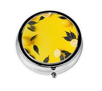 Pastillero amarillo limón personalizado viaje pastillero redondo pastillero decorativo Metal medicina vitamina organizador caja