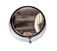 Pastillero América occidental sombrero de vaquero botas personalizado viaje pastillero redondo pastillero decorativo Metal medicina vitamina caja organizadora