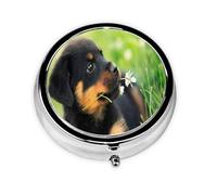 Pastillero, Animal Animal Lindo Perro Cachorro Rottweiler Pastillero Redondo Organizador De Medicina Pastillero De Viaje Organizador De Pastillas De Viaje