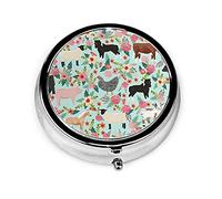 Pastillero Animales de granja Vaca Oveja Cabra Pollo Píldora floral Caja para bolso Lindo Pequeño viaje Organizador de pastillas de forma redonda