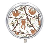 Pastillero Árbol De Los Simios 3 Rejillas Con Espejo Caja De Almacenamiento De Distribuidor De Metal Redonda Portátil A De Humedad Regalo Único