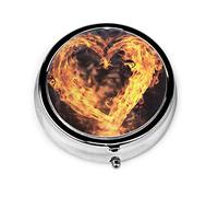 Pastillero Ardiente Corazón Pastillero Para Monedero Pequeño Organizador De Pastillas Redondo De Viaje Lindo