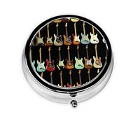 Pastillero arte patrón de guitarra personalizado viaje pastillero redondo pastillero decorativo Metal medicina vitamina caja organizadora
