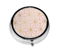 Pastillero, Astral Metallic Blush Pink Gold Round Pill Case Organizador de medicinas Pastillero de viaje Organizador de pastillas de viaje