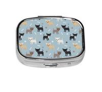 Pastillero azul con 2 compartimentos para perros chihuahua, organizador portátil