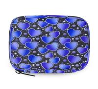 Pastillero azul con forma de corazón para el día de San Valentín, con cremallera, bolsa de almacenamiento diario de vitaminas, portátil, 8 ranuras, pastillero semanal, soporte para suplementos para el