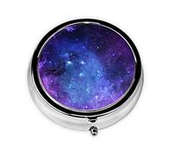 Pastillero azul Galaxy personalizado viaje pastillero redondo pastillero decorativo Metal medicina vitamina organizador caja