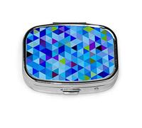 Pastillero azul limpio diseño geométrico pastillero para bolsillo o monedero lindo pequeño pastillero contenedor viaje pastillero organizador