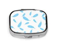 Pastillero azul maravilloso pájaro pluma pastillero para bolsillo o monedero lindo pequeño pastillero contenedor viaje pastillero organizador