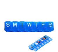 Pastillero azul para 7 días, pastillero para 7 días, caja de pastillas por la mañana al mediodía por la noche, pastillero de viaje, organizador de tabletas, caja de píldoras, caja de píldoras, para