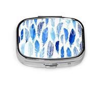 Pastillero azul pluma estilo mágico lindo pastillero para bolsillo o monedero lindo pequeño pastillero contenedor viaje pastillero organizador