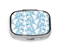 Pastillero azul rosa elegante belleza flores pastillero para bolsillo o monedero lindo pequeño pastillero viaje pastillero organizador