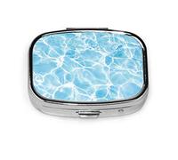 Pastillero azul verano fresco piscina bajo el agua único pastillero para bolsillo o monedero lindo pequeño pastillero contenedor viaje pastillero organizador