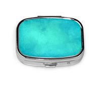 Pastillero azul verde azulado arte acuarela pastillero para bolsillo o monedero lindo pequeño pastillero contenedor viaje pastillero organizador