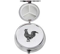 Pastillero B42 con acabado negro de gallo hecho de fino peltre inglés en un contenedor de 3 secciones con espejo