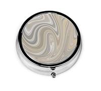 Pastillero Beige y gris Swirls Neutral Pastillero para monedero Lindo pequeño organizador de pastillas redondo de viaje