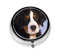 Pastillero Bernese Mountain Dog Pastillero para monedero Lindo pequeño organizador de pastillas redondo de viaje