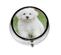 Pastillero Bichon Frise Dog personalizado viaje pastillero redondo pastillero decorativo Metal medicina vitamina organizador caja