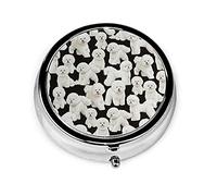 Pastillero Bichon Frise Negro Pastillero Para Monedero Lindo Organizador De Pastillas De Forma Redonda De Viaje Pequeño