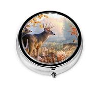Pastillero Big Buck Deer Pastillero para monedero Lindo pequeño organizador de pastillas redondo de viaje