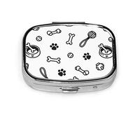 Pastillero blanco hueso pequeño patrón de dibujos animados pastillero para bolsillo o monedero lindo pequeño contenedor de pastillas organizador de pastillas de viaje