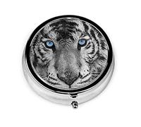 Pastillero Blue Eye Tiger Pastillero para monedero Lindo pequeño viaje Organizador de pastillas de forma redonda