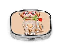 Pastillero boloñés cachorro lindo mullido perro pastillero para bolsillo o monedero lindo pequeño pastillero contenedor viaje pastillero organizador