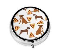 Pastillero, Boxers Pizza Pizza Comida Boxer Perro Perros Comida Linda Pastillero Redondo Organizador De Medicina Pastillero De Viaje Organizador De Pastillas De Viaje