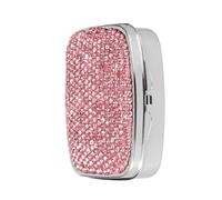 Pastillero brillante con 2 compartimentos de diamantes de cristal, organizador pequeño para viajes y bolso