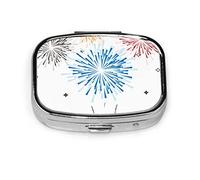 Pastillero brillante corto hermoso fuegos artificiales lindo pastillero para bolsillo o monedero lindo pequeño pastillero contenedor viaje pastillero organizador