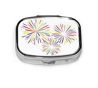 Pastillero brillante corto hermoso fuegos artificiales pastillero para bolsillo o monedero lindo pequeño pastillero contenedor viaje pastillero organizador