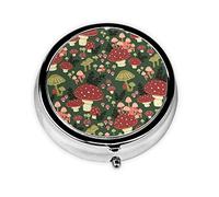 Pastillero brillante setas arte personalizado viaje pastillero redondo pastillero decorativo Metal medicina vitamina caja organizadora