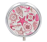 Pastillero Brújula Con Forma De Estrella De Mar 3 Rejillas Con Espejo Caja De Almacenamiento De Distribuidor De Metal Redonda Portátil A De Humedad Regalo Único