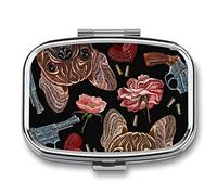 Pastillero Bulldog Rose Flower Cute Daily Pastillero organizador de pastillas 2 compartimentos