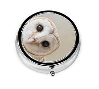 Pastillero Caja de pastillas de búho de granero para monedero Organizador de pastillas de forma redonda de viaje pequeño lindo