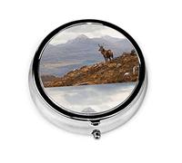 Pastillero Caja de pastillas de ciervos salvajes para monedero Organizador de pastillas redondo pequeño de viaje lindo