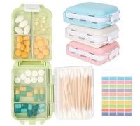 Pastillero Caja Pequeño, Caja de Pastillas para Bolso de Bolsillo con Etiquetas