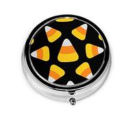 Pastillero Candy Corn Happy Halloween Pastillero para monedero Lindo pequeño viaje Organizador de pastillas de forma redonda