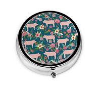 Pastillero Cerdo Floral Granja Pastillero Para Monedero Lindo Pequeño Viaje Organizador De Pastillas De Forma Redonda