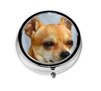 Pastillero Chihuahua perro personalizado viaje pastillero redondo pastillero decorativo Metal medicina vitamina caja organizadora