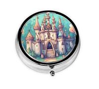 Pastillero clásico Castleround redondo de 3 compartimentos, organizador de pastillero portátil para viajes.