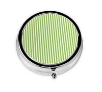 Pastillero clásico con estampado de rayas verdes, mini pastillero redondo, pastillero portátil, organizador de medicamentos de viaje