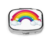 Pastillero colorido arco iris brillante dibujos animados pastillero para bolsillo o monedero lindo pequeño pastillero contenedor viaje pastillero organizador